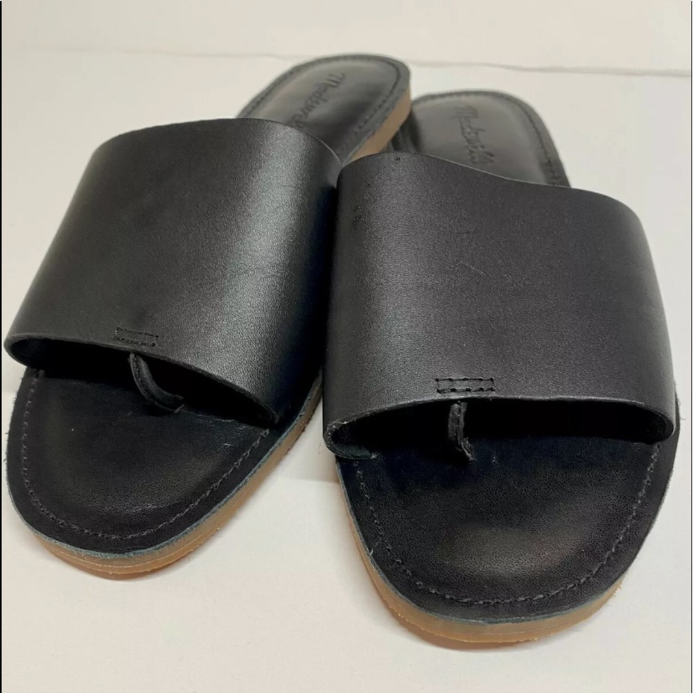 Madewell Black Slip On Slides With Toe Post
